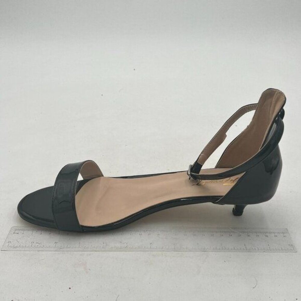 FOWT Black Open Toe Single Band Sandals Ankle Strap Kitten Heels Comfy Shoes - Picture 2 of 8